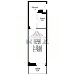 1-к квартира, вторичка, 34м2, 6/16 этаж