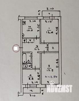 3-к квартира, вторичка, 71м2, 3/5 этаж