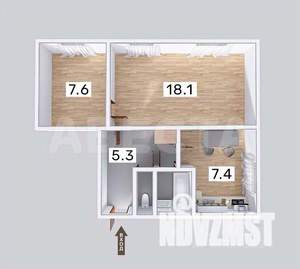 2-к квартира, вторичка, 42м2, 2/5 этаж