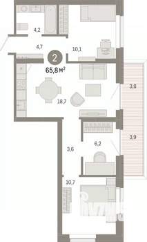 3-к квартира, вторичка, 66м2, 3/17 этаж