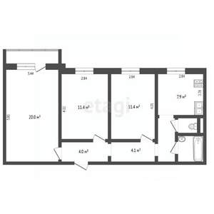 3-к квартира, вторичка, 66м2, 1/10 этаж