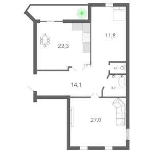 2-к квартира, вторичка, 84м2, 3/5 этаж