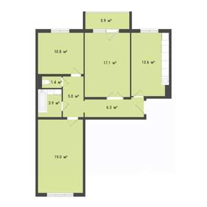 3-к квартира, строящийся дом, 77м2, 4/10 этаж