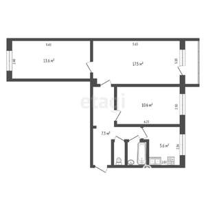 3-к квартира, вторичка, 59м2, 2/5 этаж