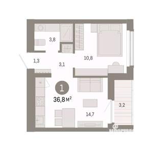 1-к квартира, вторичка, 37м2, 5/16 этаж