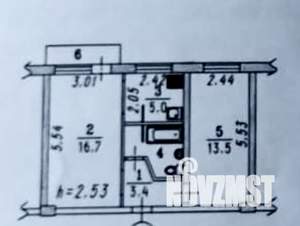 2-к квартира, вторичка, 43м2, 2/5 этаж