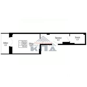 1-к квартира, строящийся дом, 30м2, 6/16 этаж