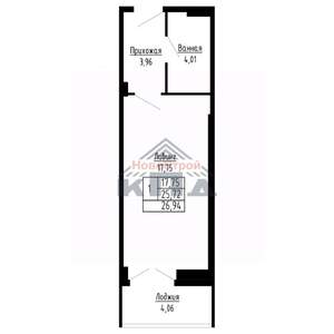 1-к квартира, строящийся дом, 27м2, 16/16 этаж