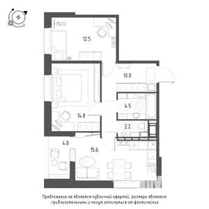 2-к квартира, вторичка, 62м2, 9/9 этаж