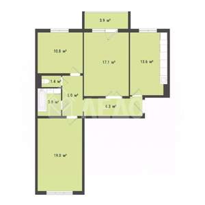 3-к квартира, вторичка, 77м2, 8/8 этаж
