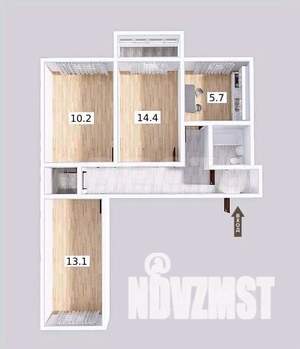 3-к квартира, вторичка, 58м2, 3/5 этаж