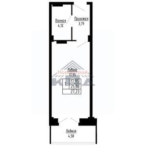 1-к квартира, строящийся дом, 27м2, 16/16 этаж