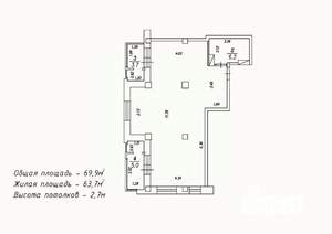 2-к квартира, сданный дом, 70м2, 15/18 этаж