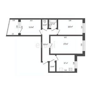 3-к квартира, вторичка, 63м2, 7/9 этаж
