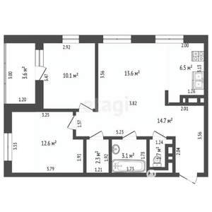 3-к квартира, вторичка, 65м2, 2/22 этаж