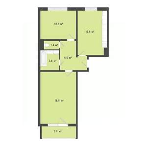 2-к квартира, вторичка, 55м2, 1/10 этаж