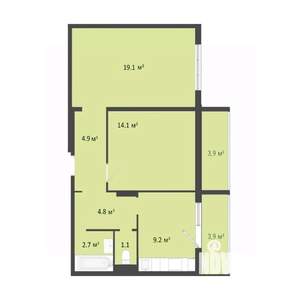 2-к квартира, строящийся дом, 56м2, 3/10 этаж