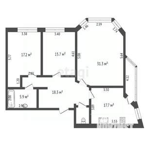 3-к квартира, вторичка, 114м2, 4/9 этаж