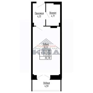 1-к квартира, строящийся дом, 31м2, 11/16 этаж