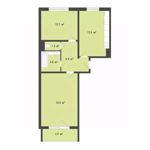 2-к квартира, вторичка, 55м2, 3/10 этаж