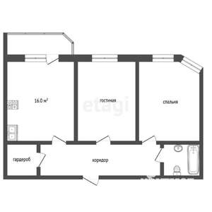 2-к квартира, вторичка, 59м2, 10/17 этаж