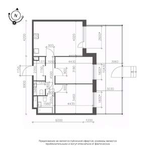 2-к квартира, вторичка, 79м2, 1/9 этаж