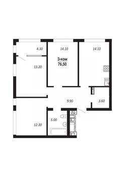 3-к квартира, вторичка, 77м2, 9/16 этаж