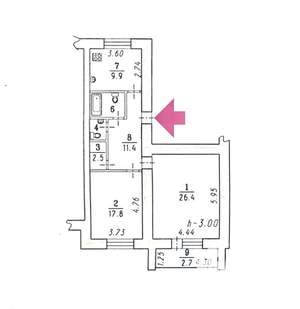 2-к квартира, вторичка, 74м2, 6/10 этаж