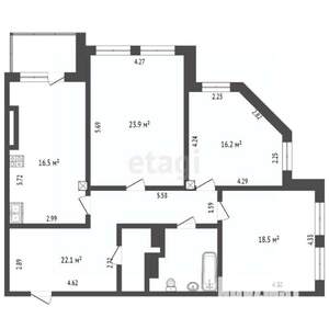 3-к квартира, вторичка, 107м2, 11/16 этаж