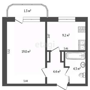 1-к квартира, вторичка, 37м2, 10/10 этаж