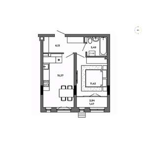 1-к квартира, строящийся дом, 38м2, 5/8 этаж