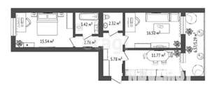 2-к квартира, строящийся дом, 63м2, 2/16 этаж