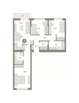 3-к квартира, вторичка, 83м2, 6/16 этаж