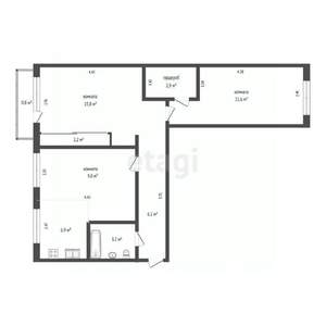 2-к квартира, вторичка, 59м2, 3/5 этаж