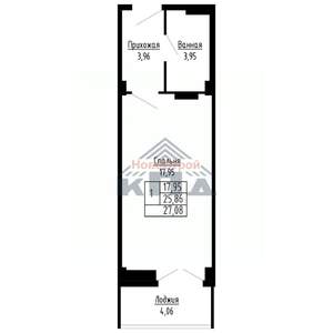 1-к квартира, строящийся дом, 27м2, 2/16 этаж