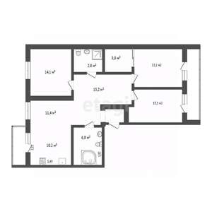 4-к квартира, вторичка, 89м2, 9/9 этаж