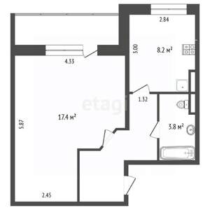 1-к квартира, вторичка, 40м2, 8/10 этаж