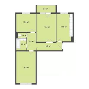 3-к квартира, строящийся дом, 77м2, 9/10 этаж