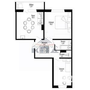 2-к квартира, строящийся дом, 68м2, 4/8 этаж