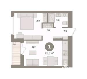 1-к квартира, вторичка, 42м2, 7/16 этаж