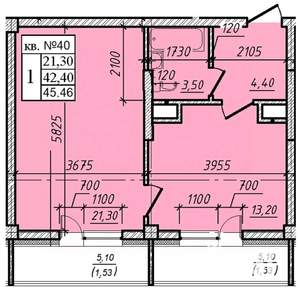 1-к квартира, строящийся дом, 45м2, 8/8 этаж