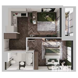 1-к квартира, строящийся дом, 40м2, 1/12 этаж