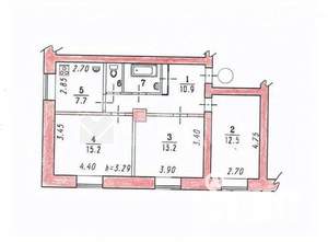 3-к квартира, вторичка, 64м2, 1/4 этаж