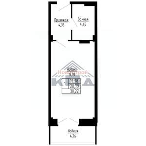 1-к квартира, строящийся дом, 30м2, 3/16 этаж