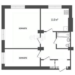 2-к квартира, вторичка, 47м2, 3/3 этаж