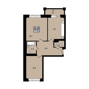 2-к квартира, строящийся дом, 63м2, 4/18 этаж