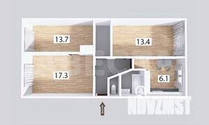 3-к квартира, вторичка, 62м2, 1/5 этаж