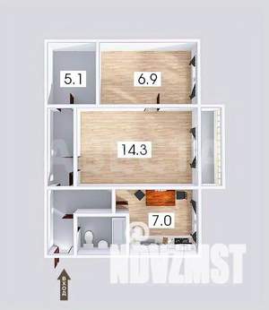 2-к квартира, вторичка, 46м2, 4/5 этаж