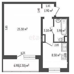 1-к квартира, вторичка, 40м2, 10/10 этаж