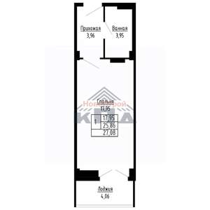 1-к квартира, строящийся дом, 27м2, 3/16 этаж